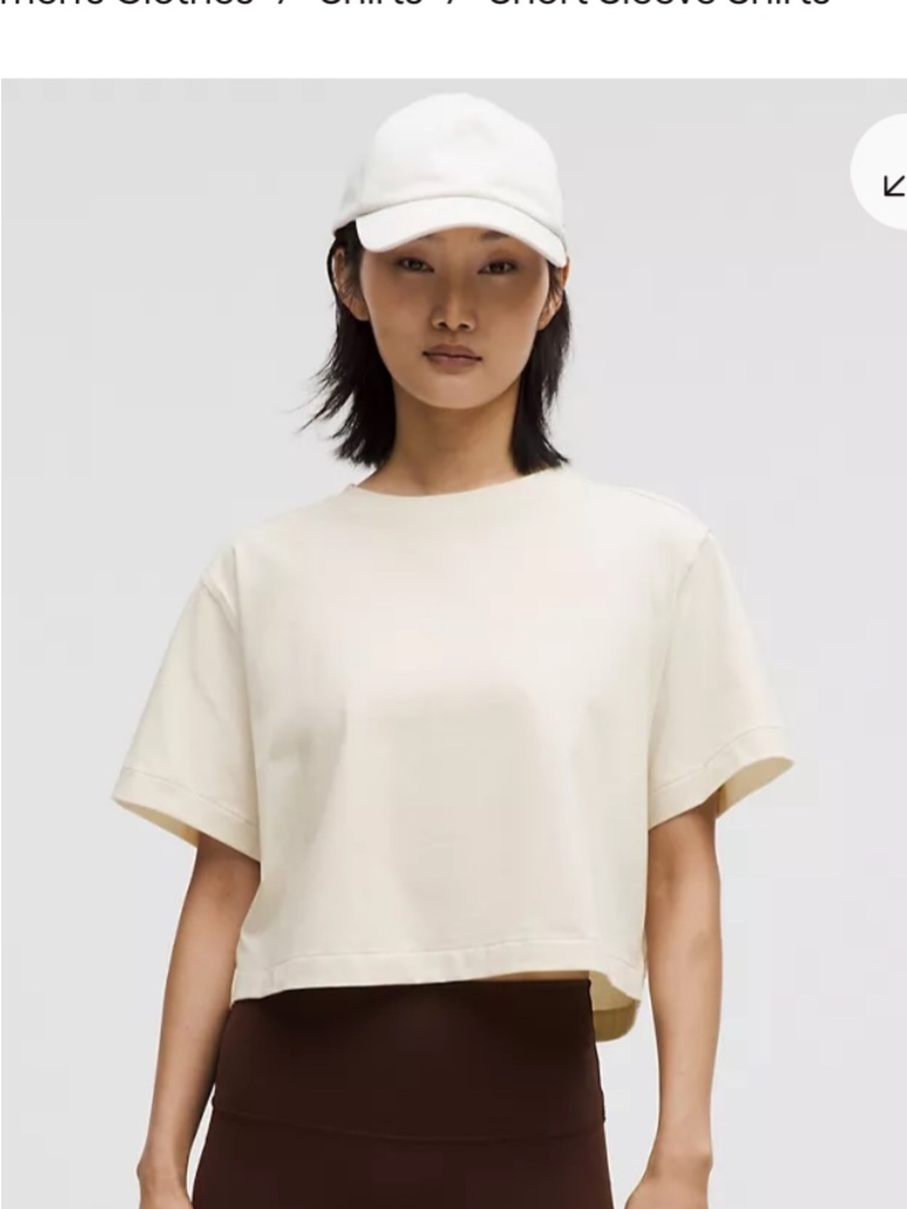 lululemon athletica Cropped Crew Tee in Cream